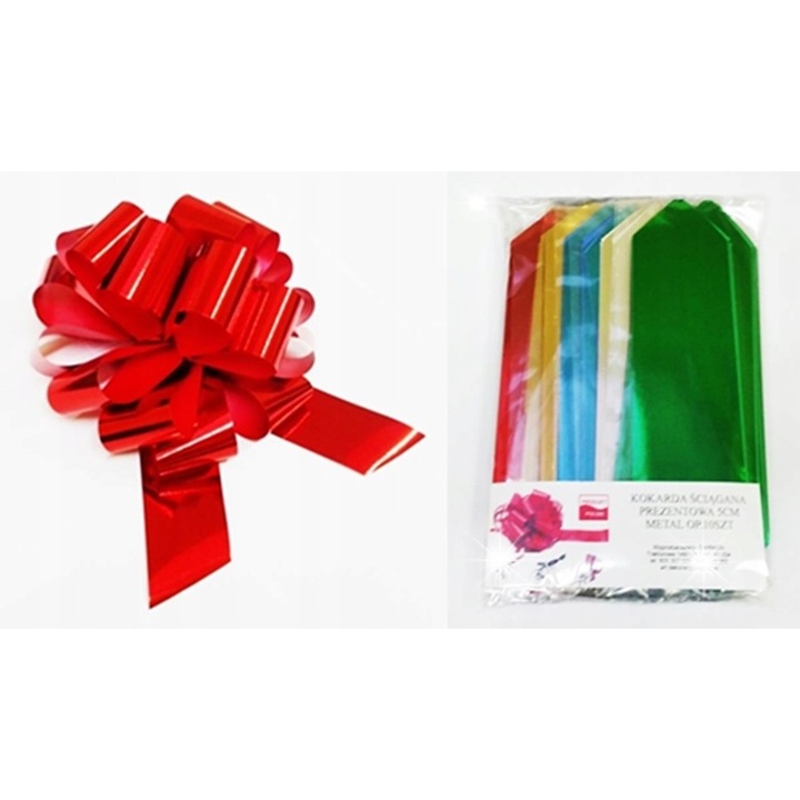 Set panglici decorative pentru ambalarea cadourilor, mix culori metalice, 10 bucati, 20x5cm