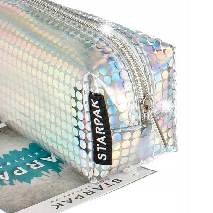 Holografikus iskolai tolltartó, tubus, 6x5x21cm, készlet gyermekeknek