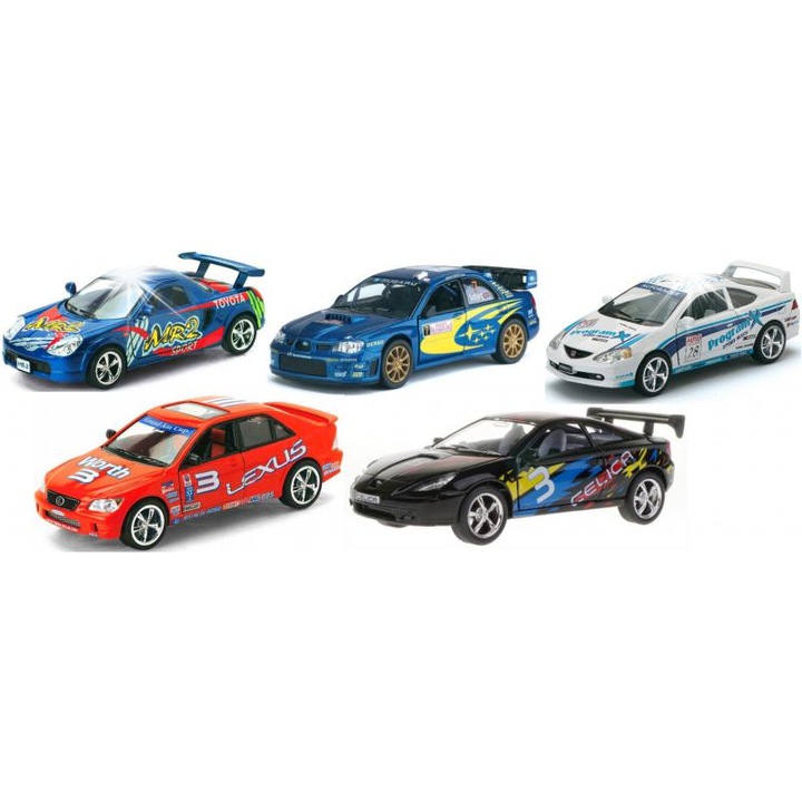 Метална количка Honda Integra Type R 1:34, 12,3x5x4см, с отварящи се врати, гумени колела