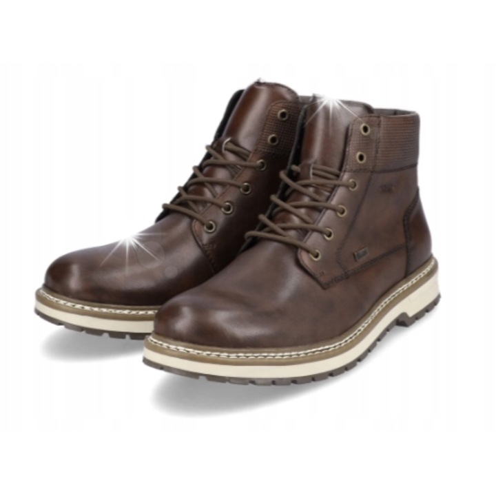 Ghete barbati Rieker, F3803-25, piele naturala, maro, captuseala calduroasa, talpa rezistenta, 42 EU