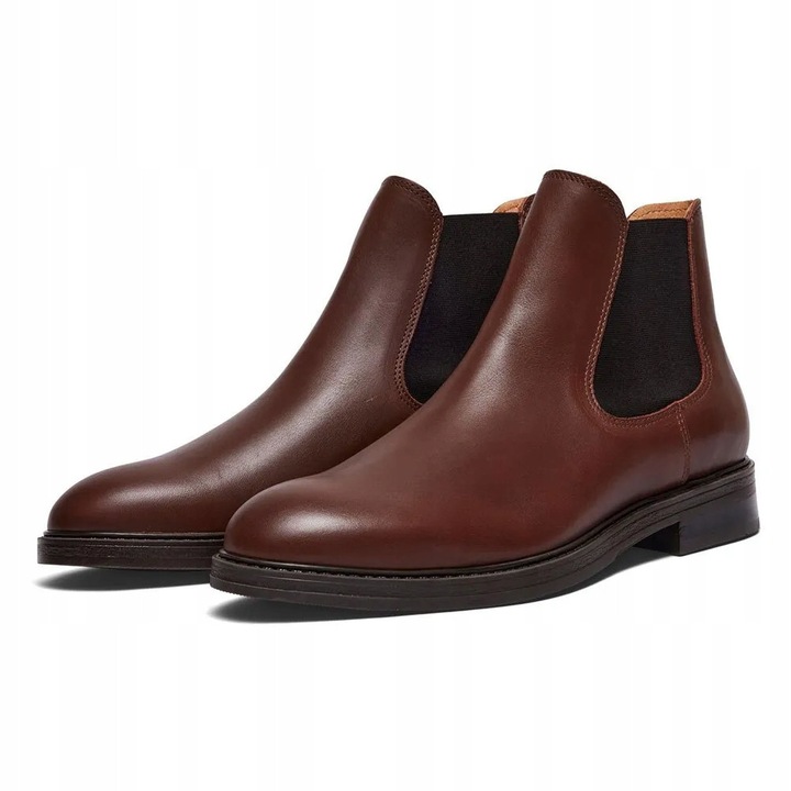 Ghete Chelsea barbati, Selected Homme, SLHBlake, piele naturala, maro, 42 EU