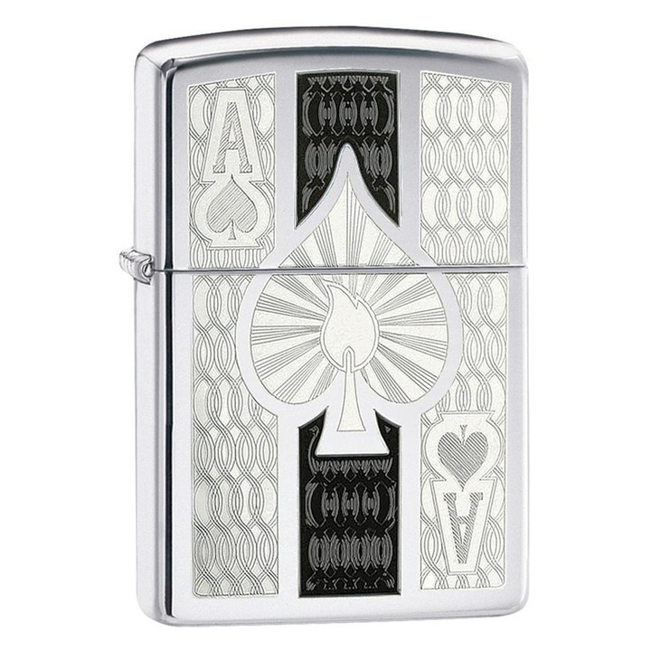 Bricheta Zippo 24196, crom lucios, reincarcabil, fabricată în SUA