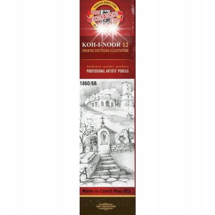 Set creioane grafitice KOH-I-NOOR, 12 bucati, tarie B6, pentru schitare