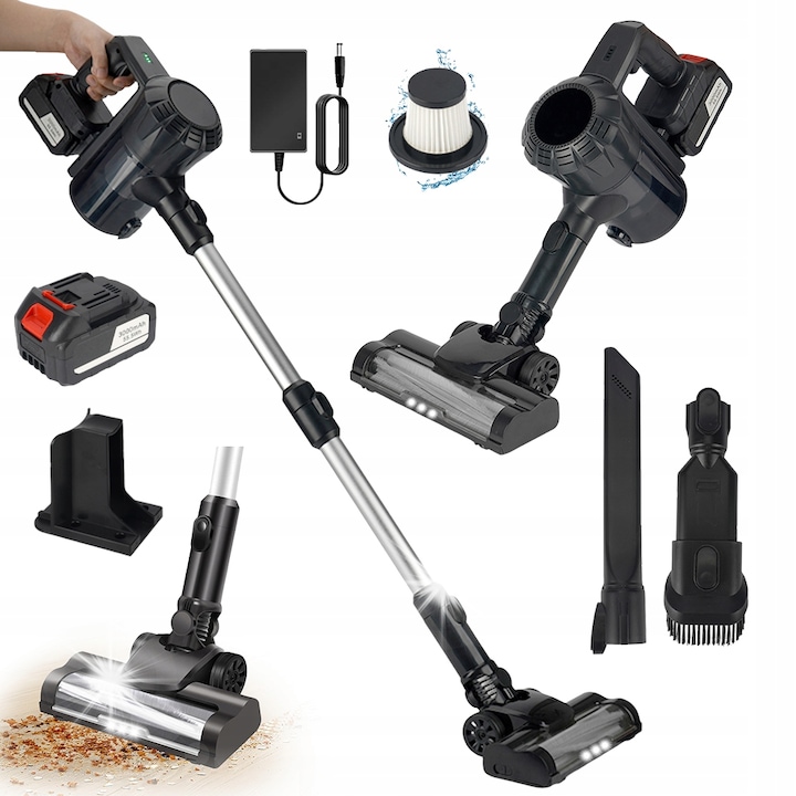 Вертикална безжична прахосмукачка 6 в 1, 30KPA, без торба