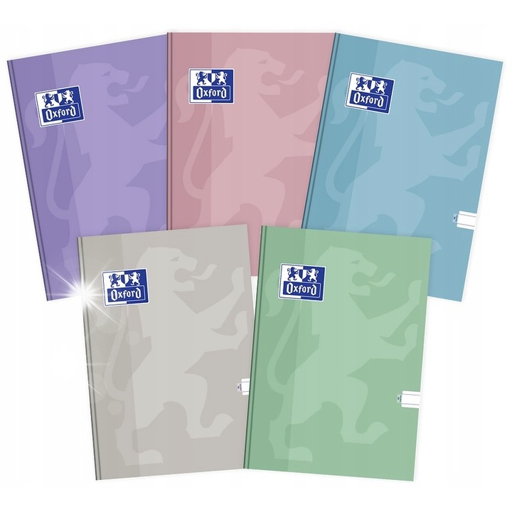 Set 5 caiete A5 OXFORD, 96 pagini, linie cu margine, alb