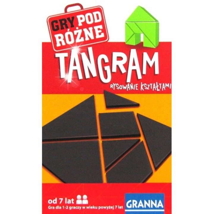Tangram társasjáték, 1-2 játékos, 7 év, többszínű