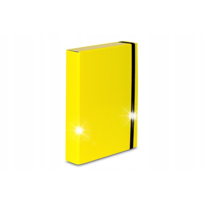 Vau-Pe A4 mappa, sárga, 5 cm, merev kartonból, gumis, szett