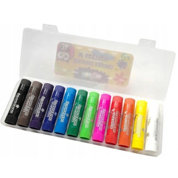 Creioane colorate Strigo, set 12 culori, foarte moi, nu se sfarama, 12x1cm