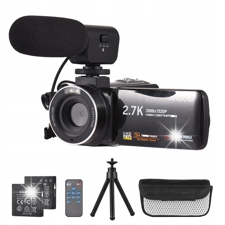 Цифрова видеокамера FHD 1080P, 36MP, 16x увеличение, черна, 13x5,7x6cm, пълен комплект