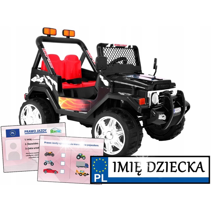 Електрическа кола Ramiz Jeep Raptor Drifter, 2 скорости, гуми от пяна, 110x69x77см, многоцветна