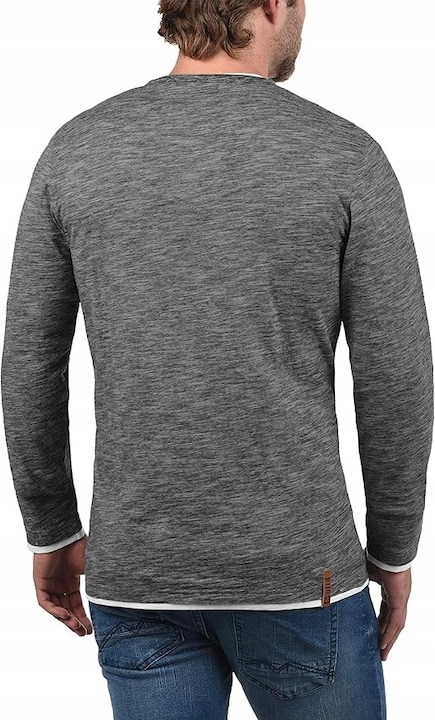 Férfi póló, Solid Belagos Grandad, hosszú ujjú, szürke, pamut és poliészter, 2XL INTL