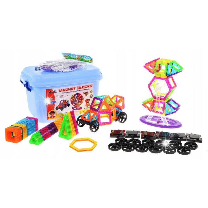 KLOCKI MAGNETYCZNE építőkészlet 248 elemes, Ramiz, többszínű, gyerekeknek, doboz mérete 28x21x18cm
