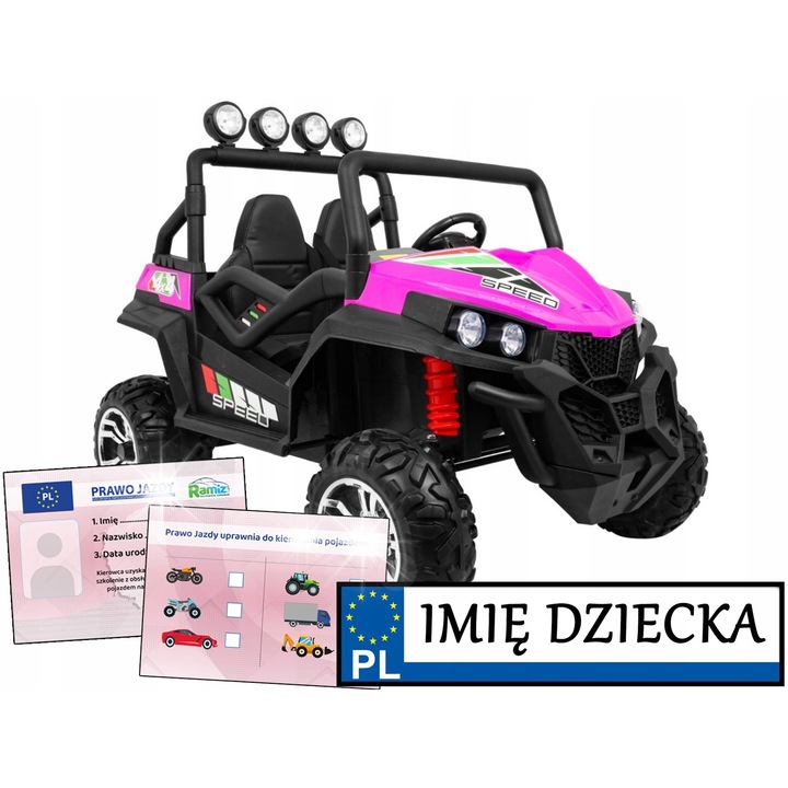Електрическа бъги кола Ramiz 4x4 за 2 места, с дистанционно управление, EVA гуми, 139x90x91см, многоцветна