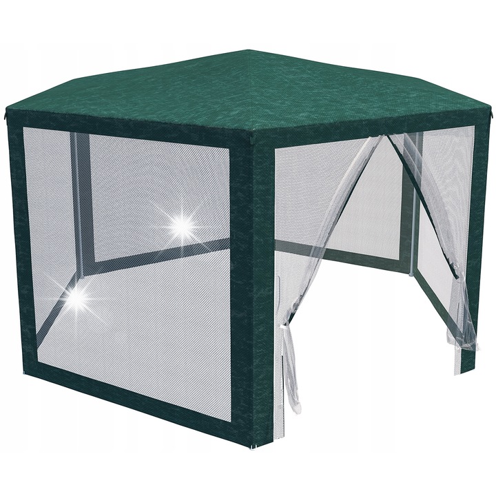 Комплект 6 стени с мрежа против комари и покрив за градински павилион, 4х4м, бърз монтаж, размери 2х2м
