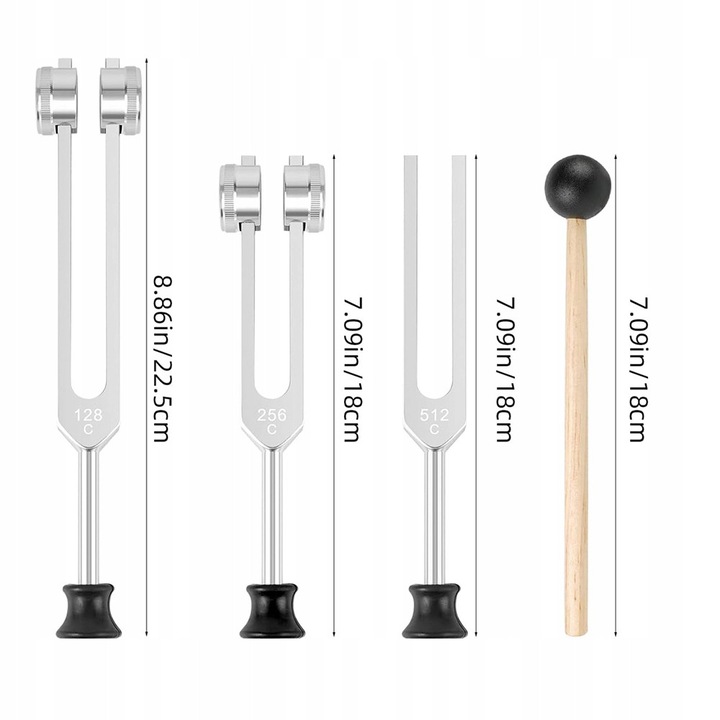 3 hangvilla készlet 128Hz/256Hz/512Hz, ezüst, terápiához és meditációhoz