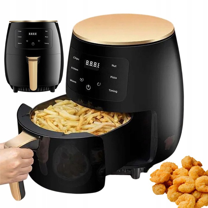 Friteuza cu aer cald, fara ulei, Braun MultiFry 5 HF5075, 3in1: air fryer, grill si cuptor, 2000 W, 6 L, tehnologie RealOven, 20 programe automate, sertar si grill cu invelis ceramic fara PFAS, temperatura ajustabila, oprire automata, negru