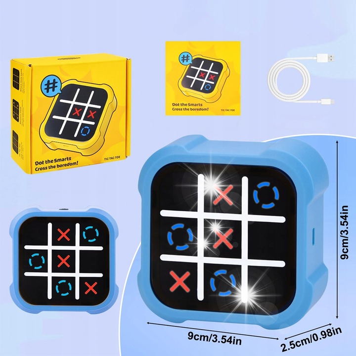 Joc X și 0, 4 moduri de joc, 1-4 jucători, albastru, 9x9x2.5cm