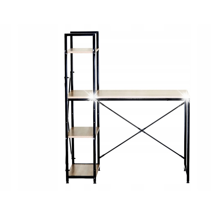 Gotel Loft íróasztal polccal és nyitott rekeszekkel, 100x52cm, antikolt és nyitott
