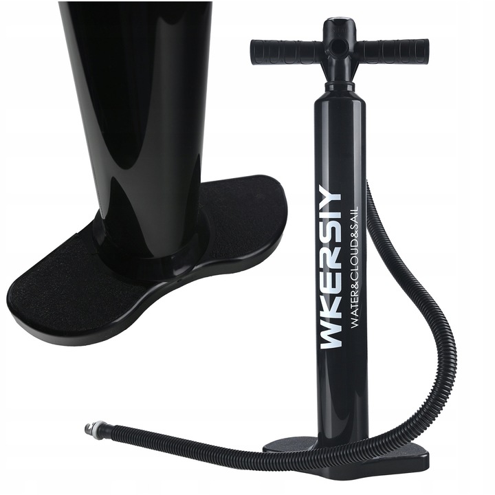 Kézi pumpa manométerrel, WKERSIY, kettős működésű, max. 15 PSI nyomás, 130 cm tömlőhossz, méretei 64x25,5x12 cm