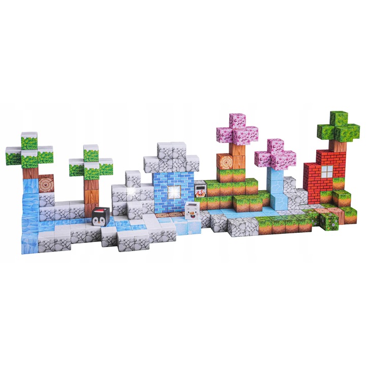 Комплект за конструиране Ramiz, 384 магнитни блокчета, геометрични фигури, многоцветни