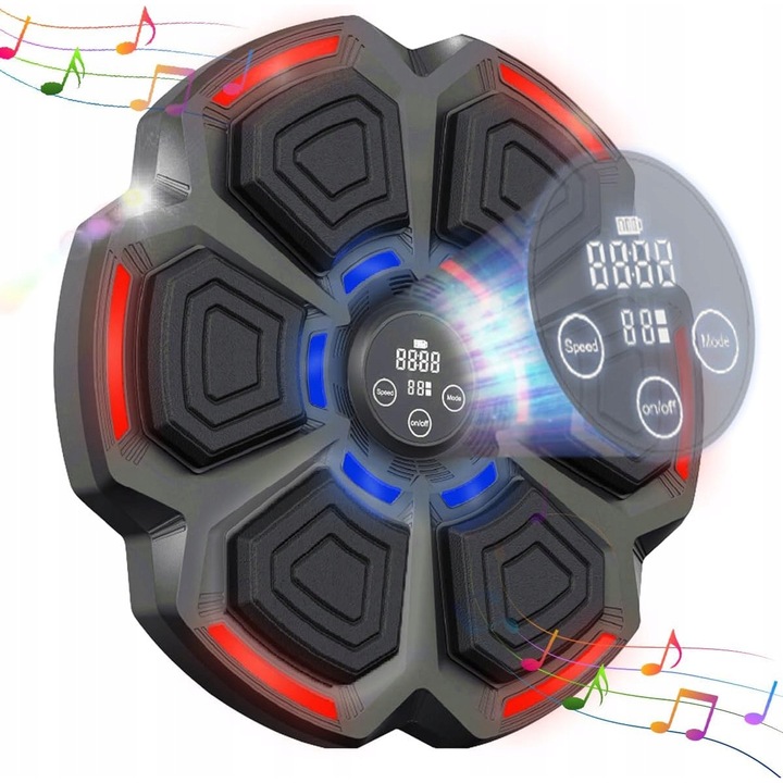 Masina de box muzicala, cu Bluetooth, manusi incluse, 35.5x35.5x4.5cm, negru