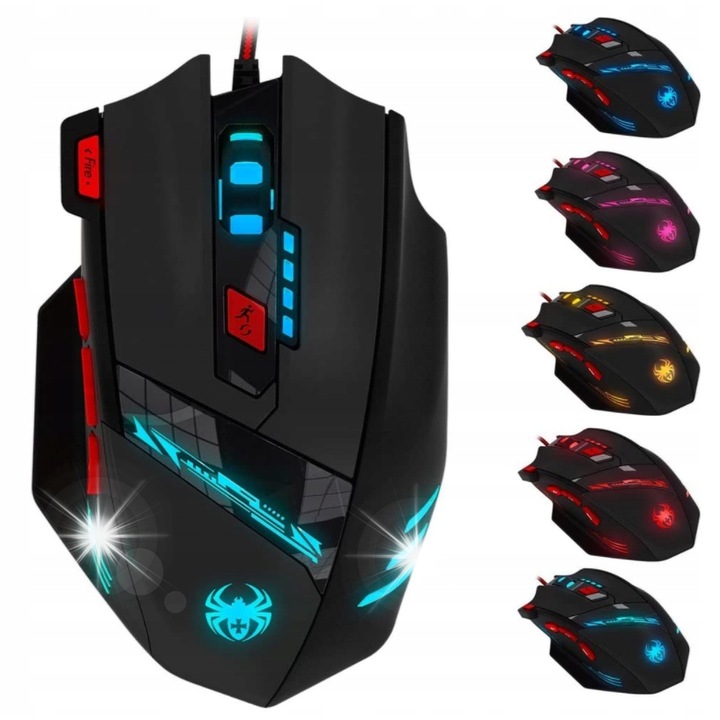 Maus Gaming T90, 9200 DPI, 8 állítható súly, 7 világítási szín, ergonomikus