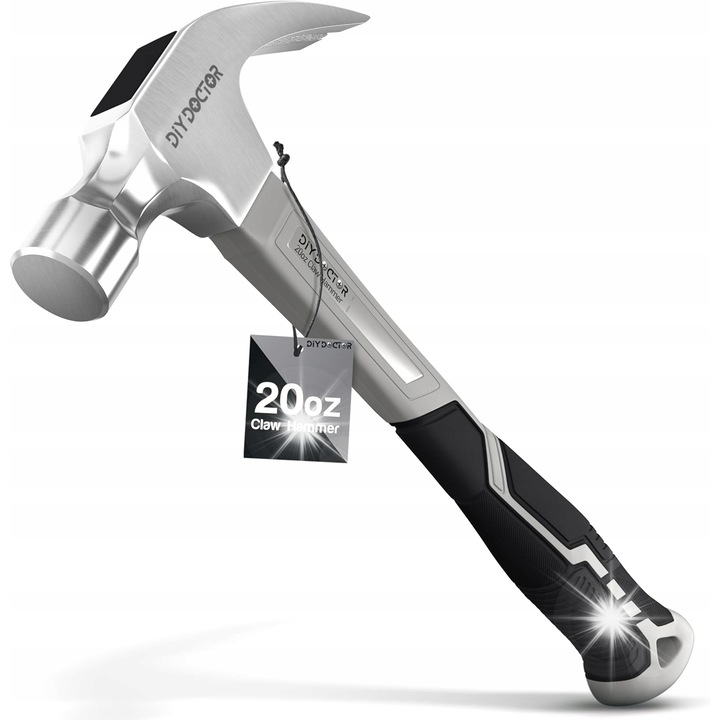 Чук DIY Doctor 20oz, неплъзгаща се дръжка, фибростъкло, неръждаема стомана, 567гр