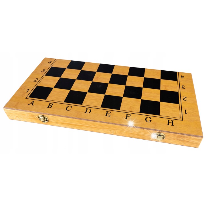 Комплект Игри Шах, Табла и Табла 3 в 1, Размер 47,5x47,5x2,5см, Дървени Фигури