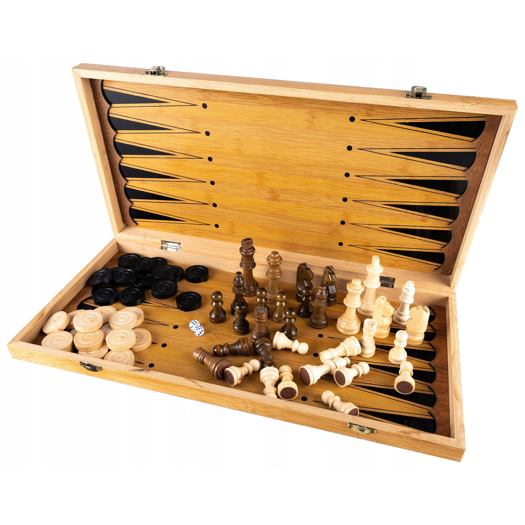 ODG Dama Échecs Backgammon 3 En 1 – Plateau Réversible Avec Pions – Jeu De Société Familial – Format 30 X 30 Cm – Code ODG014