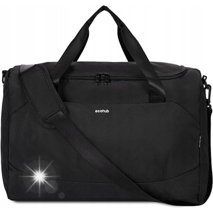 Ecohub utazótáska, 45x36x20cm, 30L, fekete, vízálló, vállpánttal