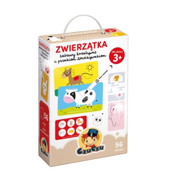 Caiet educational pentru copii, 3 ani, 56 pagini, activitati creative, ilustratii adaptate varstei, cu marker sters usor