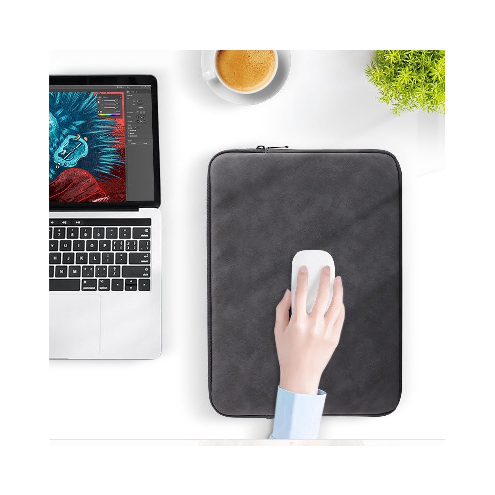 Husa pentru MacBook Pro/Air sau Laptop 15 Sleeve din piele PU premium, 14 -15.6 inch, Gri
