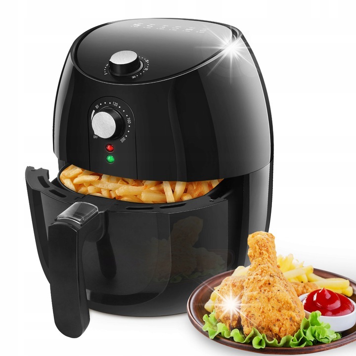 Aigostar 3,5L, 1500W, 360 fokos légkeringetési technológia, fekete fritőz