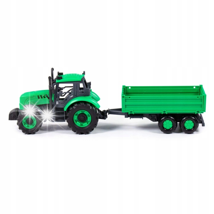 Tractor cu remorca, Polesie, verde, 40x12x15cm