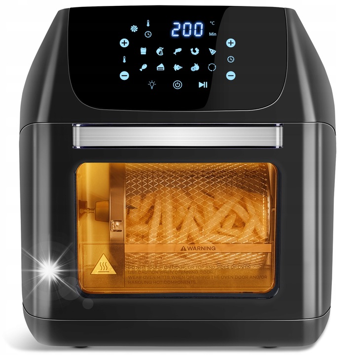 Aigostar 30001yvm 12L-es, 1500W-os, fekete multifunkcionális fritőz