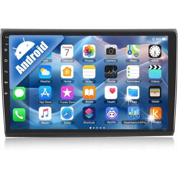 Radio auto CAMECHO Double DIN Android 13 cu navigatie, Bluetooth, 9 inch, negru, pentru Fiat Bravo 2008-2013