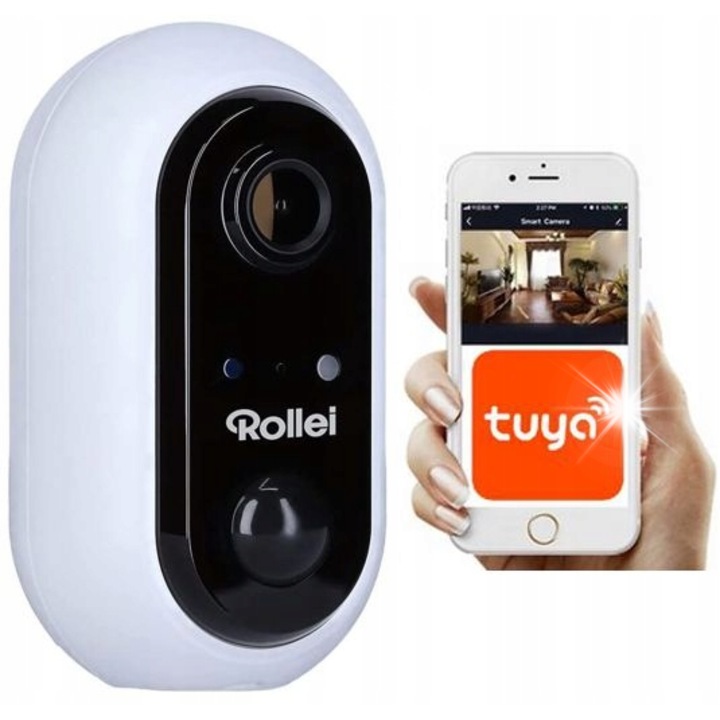 Безжична камера за наблюдение Rollei, 1080p, детекция на движение, нощно виждане, IP64, 5.7x10.1x8.2см