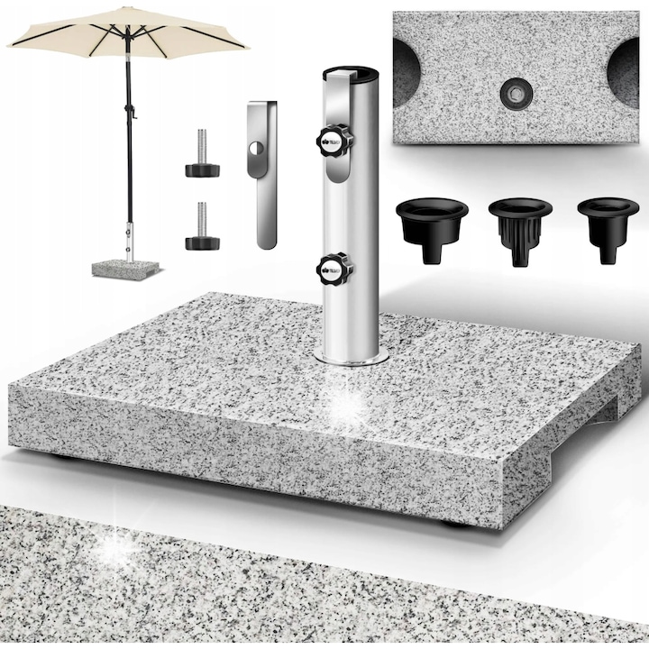 Поддържаща основа за чадър 25 кг, 45x28 см, съвместима с чадъри 16-48 мм, устойчива на UV лъчи