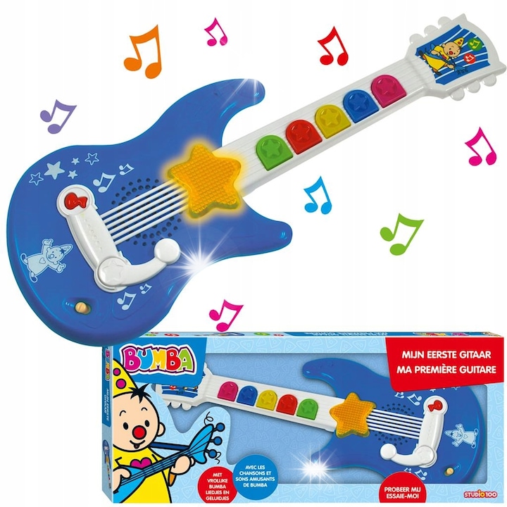 Játék hangszer, Bumba, gitár, 450mm, dallamokkal, 2 db AA elemmel