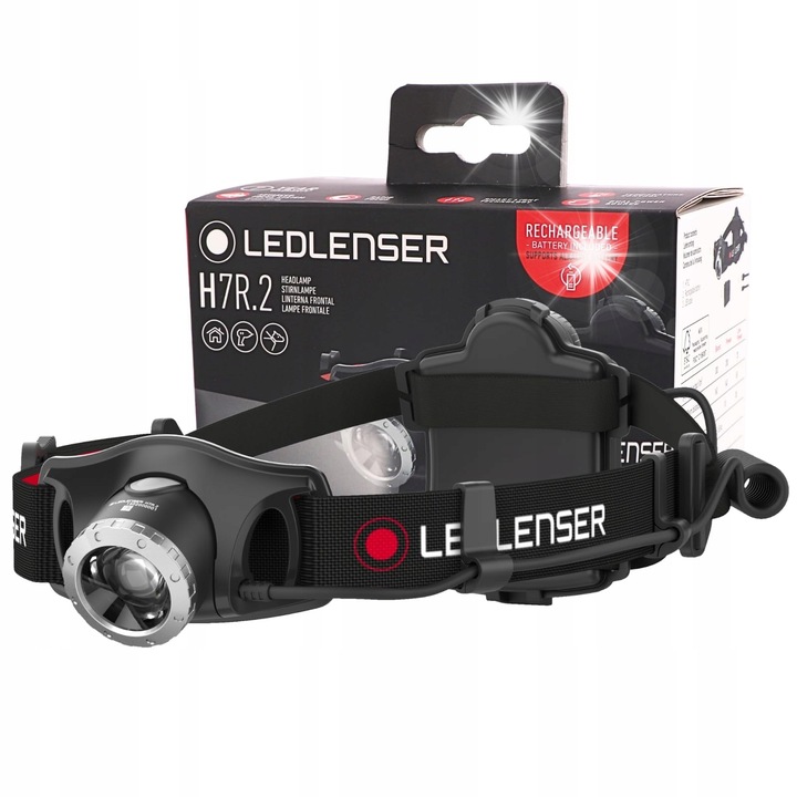Челен фенер Ledlenser H7R.2, 300 лумена, 160м, акумулаторен, червен