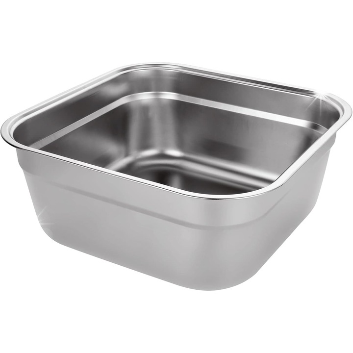 Rozsdamentes acél tál 10L, 33x33x13,5cm, négyzet alakú, rozsdaálló, háztartási és professzionális használatra