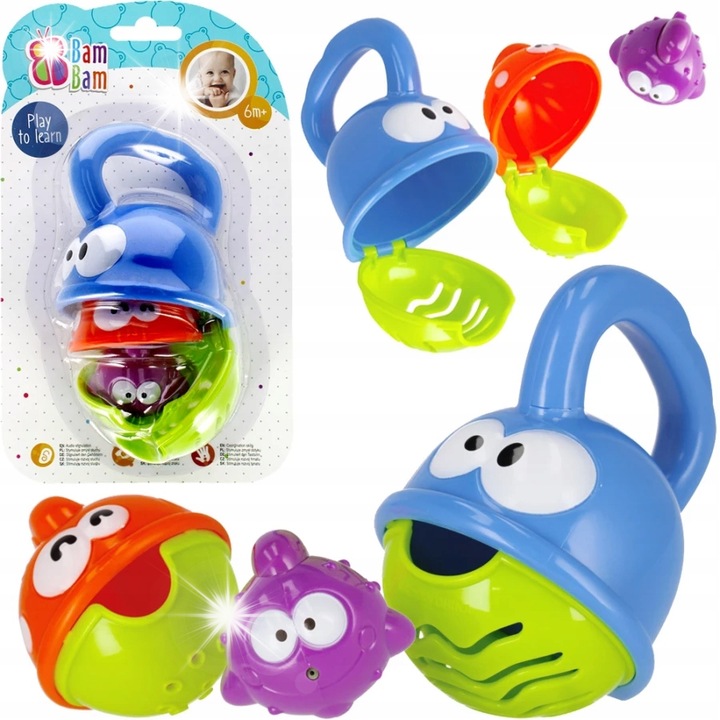 Rybka fürdőjáték szett, BAM BAM, 2x színes kocka, kis figura, 5x5x5cm - 8x12x8cm