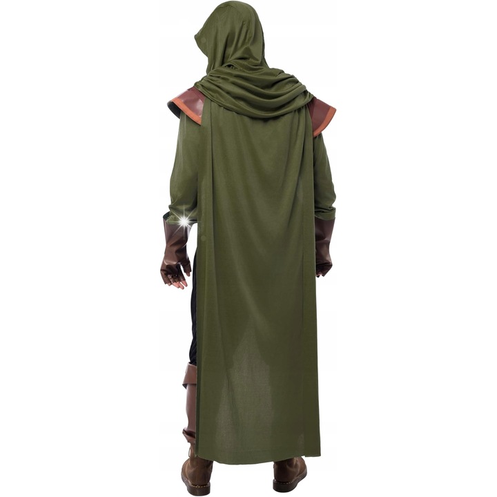 Férfi Robin Hood Deluxe jelmez, bőrtunika, köpeny, kesztyű, nadrág, farsangi szett