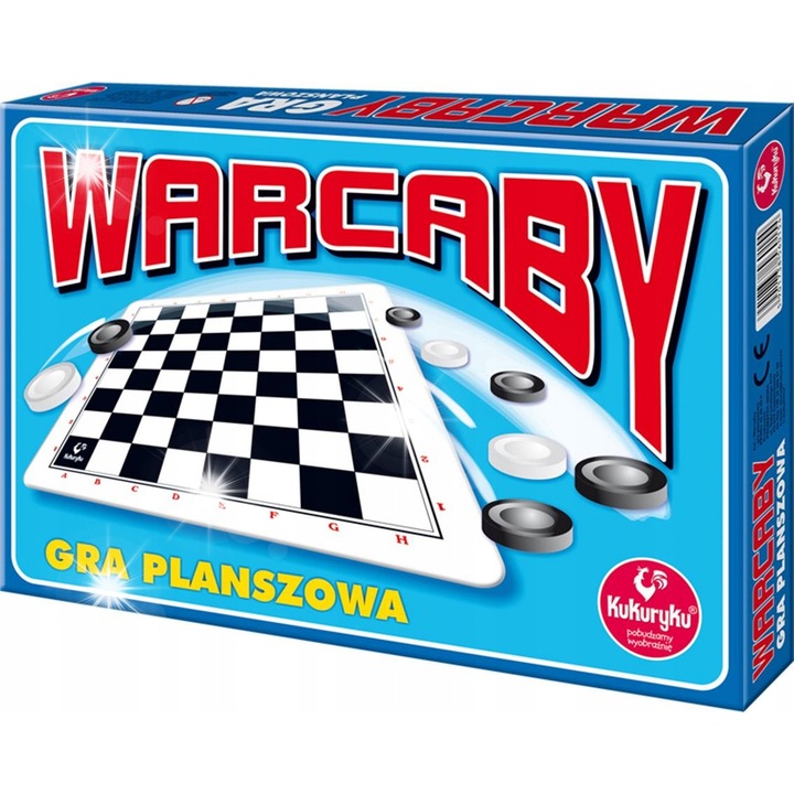 Warcaby társasjáték, Kukuryku, 2 személyes szett, 30x30cm