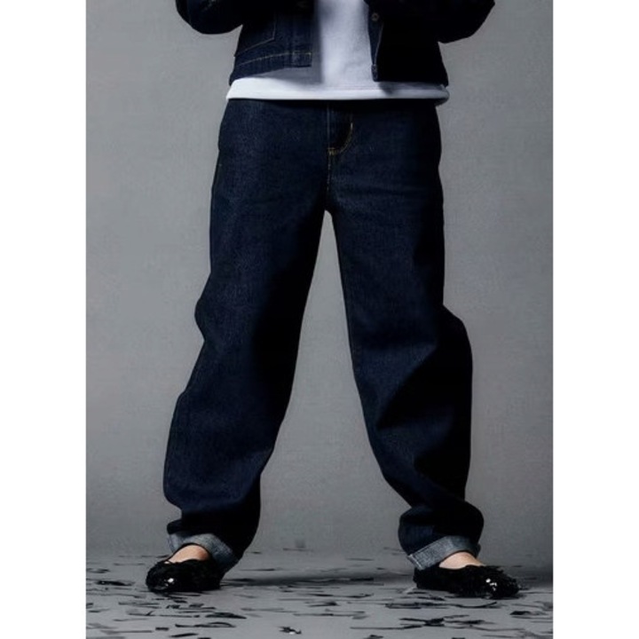 Gyerek nadrág, Name it, NKFBELLA, indigókék farmer, pamut, klasszikus szabású, szélesebb szárral, 158 CM