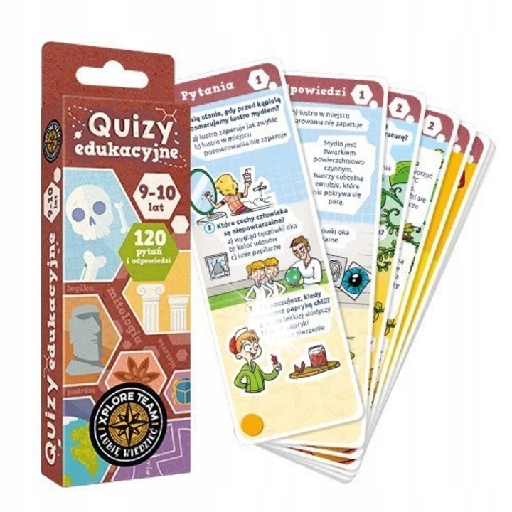 Oktató társasjáték gyerekeknek, Kvíz 9-10 év, 120 kérdés, zsebformátum