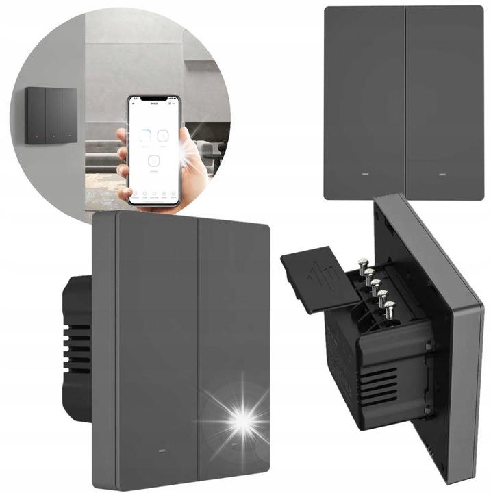 Sonoff M5-2C-80 kapcsoló, hangvezérlés, Wi-Fi, 100-240V, 4,5cm