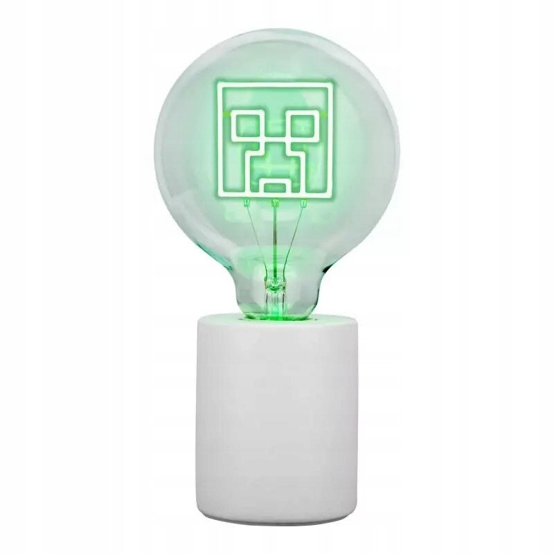 Lampa LED Neon Minecraft Creeper, 24,3 cm, design original, verde, cu ...