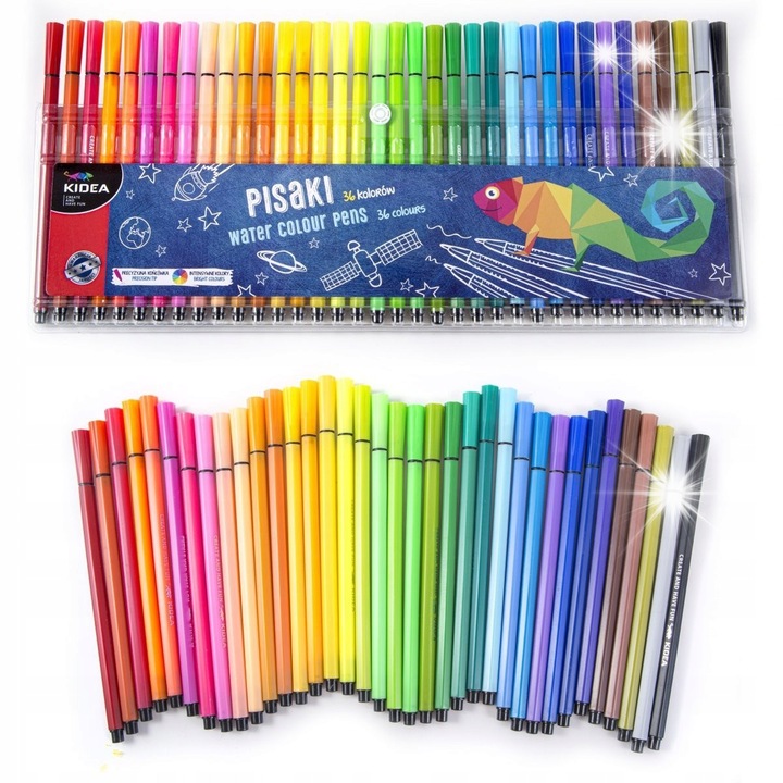 Kidea, Derform 36 darabos színes filctollkészlet, intenzív színek, precíz hegy
