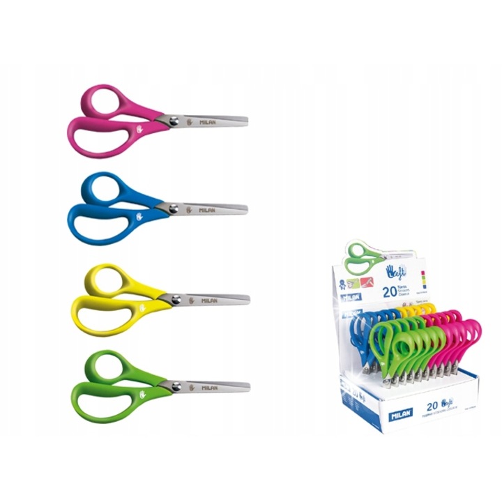 Foarfece pentru stangaci, Milan, set 20 bucati, 14,4cm, inox, varf rotunjit